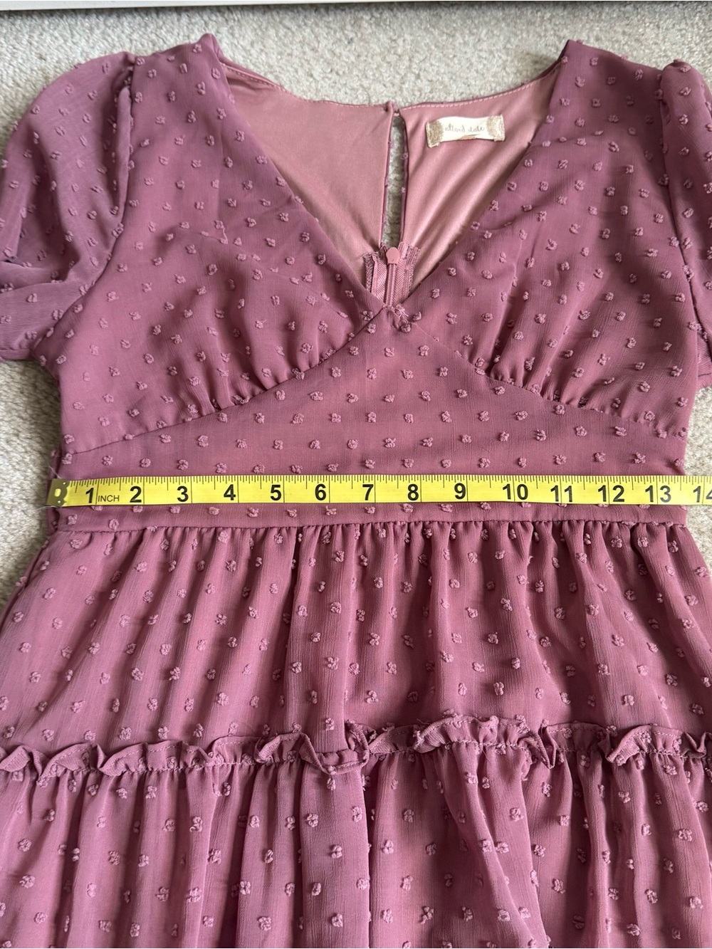 Women’s Altar’d State Long Sleeve Boho Ruffled Mini Dress Cottagecore Purple - Picture 11 of 15
